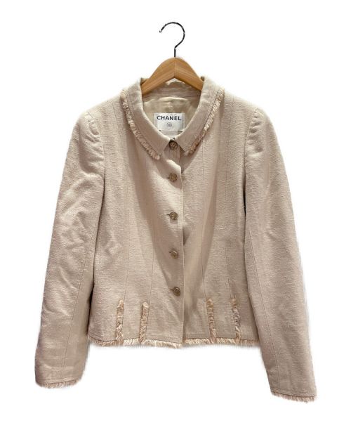 CHANEL（シャネル）CHANEL (シャネル) シルクフリンジジャケット ベージュ サイズ:38の古着・服飾アイテム