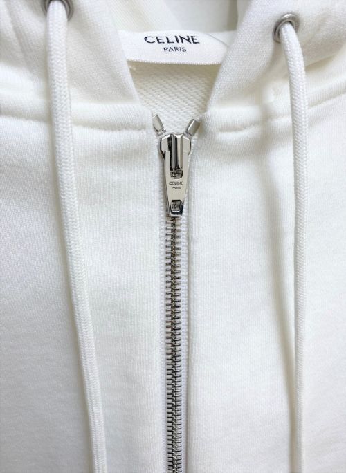 CELINE（セリーヌ）CELINE (セリーヌ) 21AW ルーズジップフーディー ホワイト サイズ:Sの古着・服飾アイテム