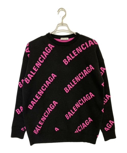 BALENCIAGA（バレンシアガ）BALENCIAGA (バレンシアガ) ALL OVER LOGO KNIT ブラック サイズ:XSの古着・服飾アイテム