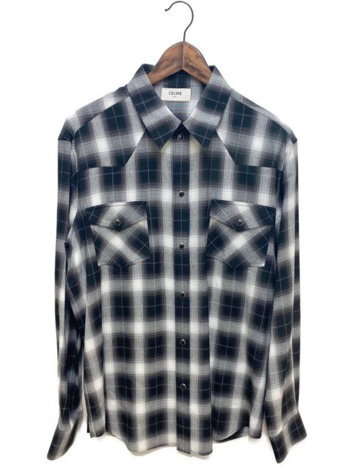CELINE（セリーヌ）CELINE (セリーヌ) 20SS クラシックフィットチェックシャツ ブラック×グレー サイズ:XLの古着・服飾アイテム