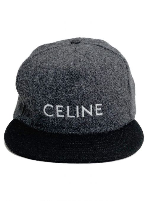 CELINE（セリーヌ）CELINE (セリーヌ) ウールベースボールキャップ グレー×ブラック サイズ:Mの古着・服飾アイテム