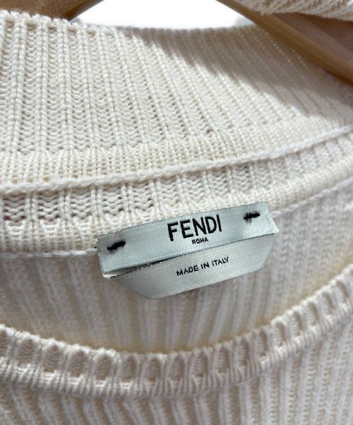 FENDI（フェンディ）FENDI (フェンディ) ミンクファーカフスカシミヤニット アイボリー サイズ:42の古着・服飾アイテム