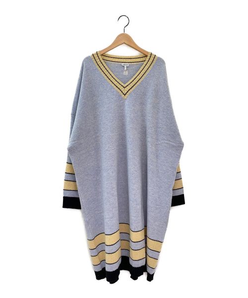 LOEWE（ロエベ）LOEWE (ロエベ) Vネックニットワンピース ライトブルー サイズ:Mの古着・服飾アイテム