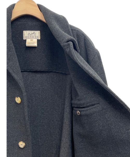 HERMES（エルメス）HERMES (エルメス) ポケットデザインハーフコート チャコールグレー サイズ:46の古着・服飾アイテム