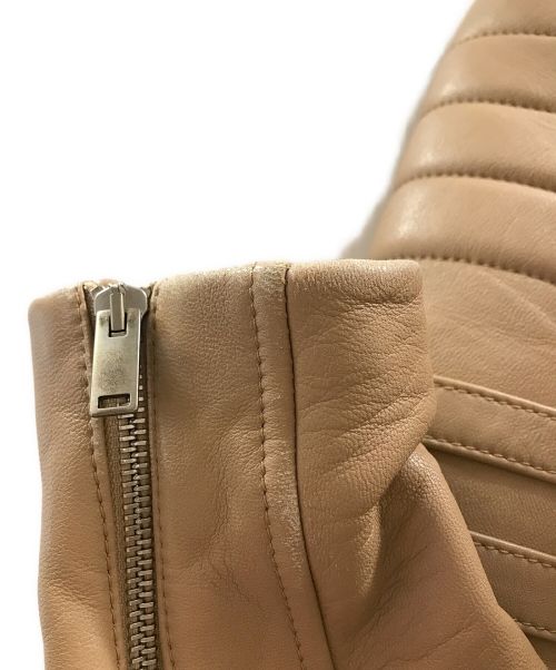 CELINE（セリーヌ）CELINE (セリーヌ) レザーバイカージャケット ベージュ サイズ:36の古着・服飾アイテム