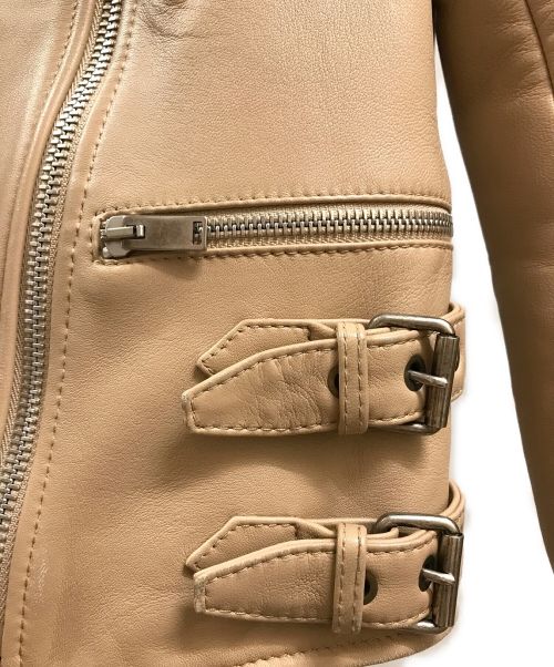 CELINE（セリーヌ）CELINE (セリーヌ) レザーバイカージャケット ベージュ サイズ:36の古着・服飾アイテム