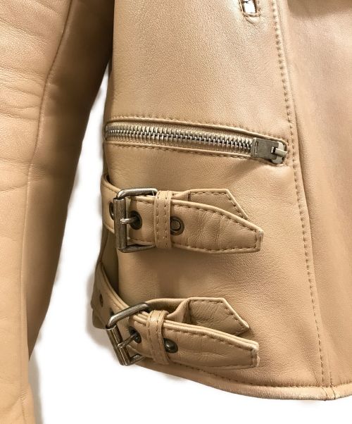 CELINE（セリーヌ）CELINE (セリーヌ) レザーバイカージャケット ベージュ サイズ:36の古着・服飾アイテム