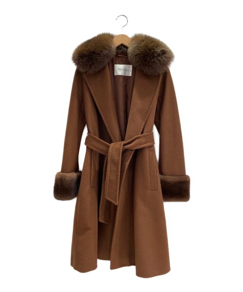 MaxMara（マックスマーラ）MaxMara (マックスマーラ) フォックス＆ミンクファー付キャメルコート ブラウン サイズ:36の古着・服飾アイテム