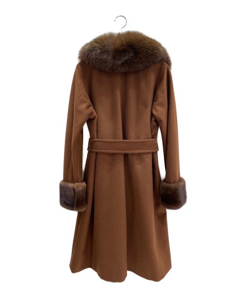 MaxMara（マックスマーラ）MaxMara (マックスマーラ) フォックス＆ミンクファー付キャメルコート ブラウン サイズ:36の古着・服飾アイテム