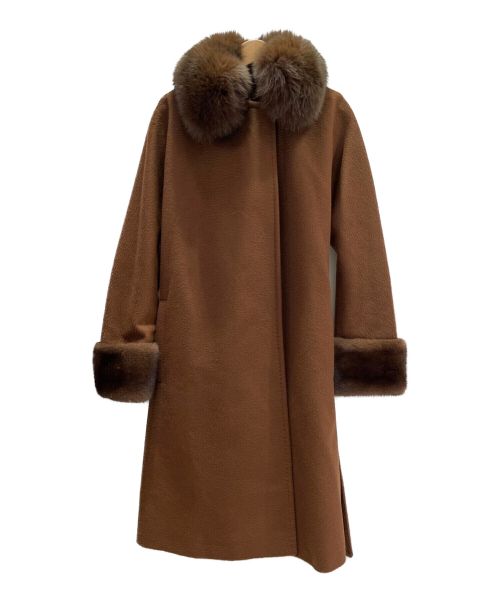 MaxMara（マックスマーラ）MaxMara (マックスマーラ) フォックス＆ミンクファー付キャメルコート ブラウン サイズ:36の古着・服飾アイテム