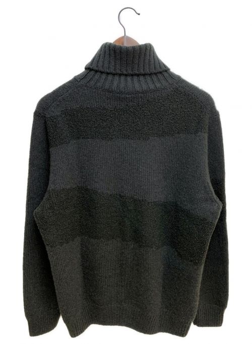 HERMES（エルメス）HERMES (エルメス) カシミヤ混タートルネックニット チャコールグレー×ブラック サイズ:Lの古着・服飾アイテム