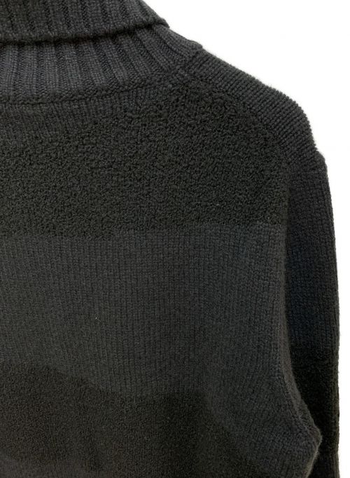 HERMES（エルメス）HERMES (エルメス) カシミヤ混タートルネックニット チャコールグレー×ブラック サイズ:Lの古着・服飾アイテム