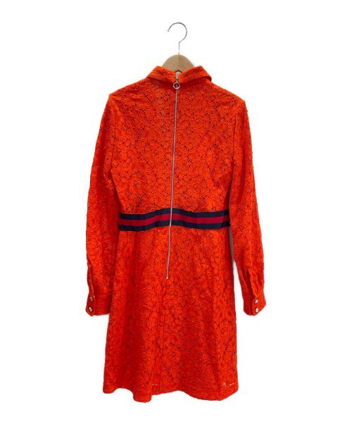 GUCCI（グッチ）GUCCI (グッチ) ウエストリボンレースシャツワンピース オレンジ サイズ:40の古着・服飾アイテム