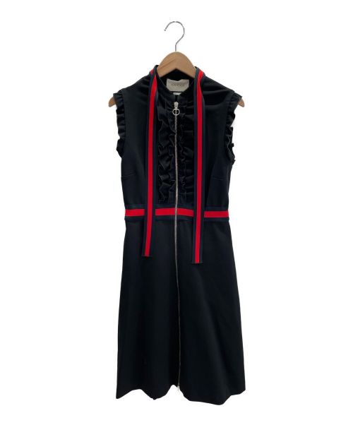 GUCCI（グッチ）GUCCI (グッチ) ウェブトリムジャージードレス ブラック サイズ:Ｓの古着・服飾アイテム