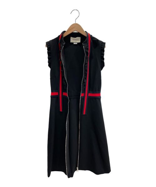GUCCI（グッチ）GUCCI (グッチ) ウェブトリムジャージードレス ブラック サイズ:Ｓの古着・服飾アイテム