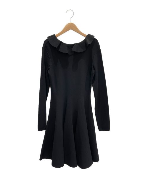 VALENTINO（ヴァレンティノ）VALENTINO (ヴァレンティノ) ラッフルネックスケータードレス ブラック サイズ:Mの古着・服飾アイテム