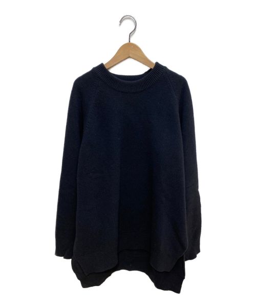 JIL SANDER（ジルサンダー）JIL SANDER (ジルサンダー) ロゴパッチラウンドネック ニット ブラック サイズ:48の古着・服飾アイテム