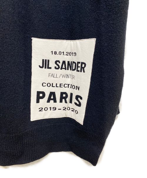 JIL SANDER（ジルサンダー）JIL SANDER (ジルサンダー) ロゴパッチラウンドネック ニット ブラック サイズ:48の古着・服飾アイテム