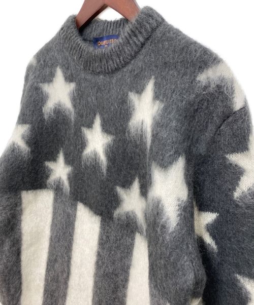 LOUIS VUITTON（ルイ ヴィトン）LOUIS VUITTON (ルイ ヴィトン) モヘア混星条旗ニット グレー×ホワイト サイズ:Ｓの古着・服飾アイテム