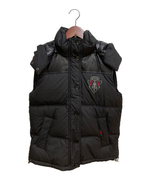 GUCCI（グッチ）GUCCI (グッチ) ロゴパッチダウンベスト ブラック サイズ:44の古着・服飾アイテム
