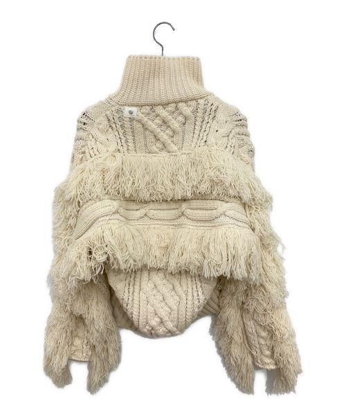 sacai（サカイ）sacai (サカイ) フリンジニットブルゾン ホワイト サイズ:1の古着・服飾アイテム