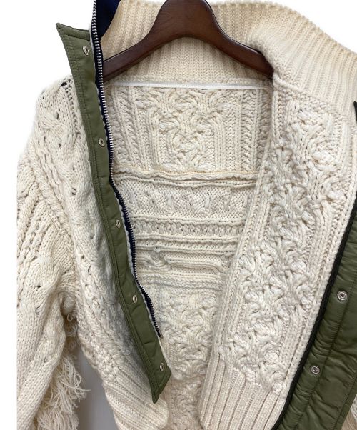 sacai（サカイ）sacai (サカイ) フリンジニットブルゾン ホワイト サイズ:1の古着・服飾アイテム