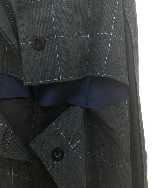 sacai（サカイ）sacai (サカイ) レイヤードトレンチコート グリーン×ネイビー サイズ:2の古着・服飾アイテム