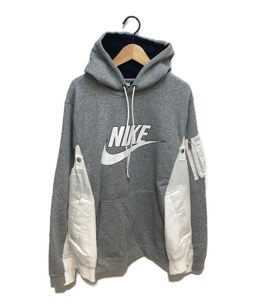 sacai（サカイ）SACAI×NIKE (サカイ × ナイキ) MA-1ドッキングパーカー グレー×ホワイト サイズ:2の古着・服飾アイテム