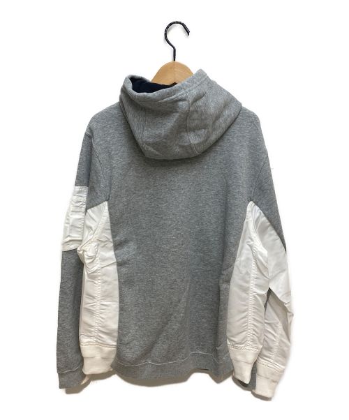sacai（サカイ）SACAI×NIKE (サカイ × ナイキ) MA-1ドッキングパーカー グレー×ホワイト サイズ:2の古着・服飾アイテム