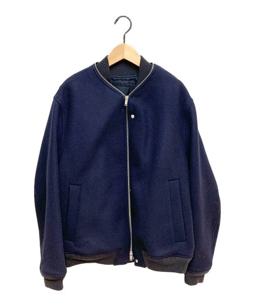 JIL SANDER（ジルサンダー）JIL SANDER (ジルサンダー) Ribbed-trim Zip-detail Bomber Jacket ネイビー サイズ:46の古着・服飾アイテム