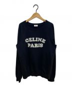 CELINEセリーヌ）の古着「20AW フロックド カシミヤ クルーネックスウェットシャツ」｜ブラック