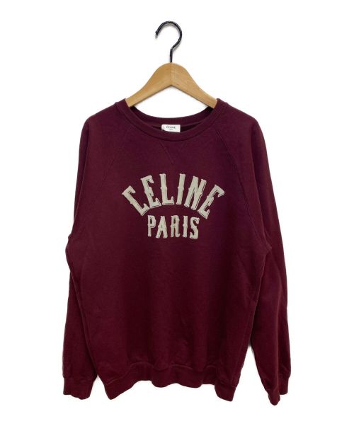 CELINE（セリーヌ）CELINE (セリーヌ) 20AW ロゴ カシミヤクルーネックスウェットシャツ ボルドー サイズ:Mの古着・服飾アイテム