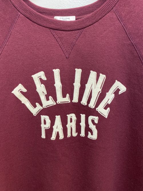 CELINE（セリーヌ）CELINE (セリーヌ) 20AW ロゴ カシミヤクルーネックスウェットシャツ ボルドー サイズ:Mの古着・服飾アイテム