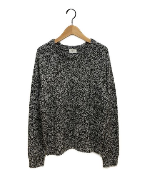 CELINE（セリーヌ）CELINE (セリーヌ) 20AW クルーネックセーター/シームレス カシミヤ グレー×ブラック サイズ:Mの古着・服飾アイテム