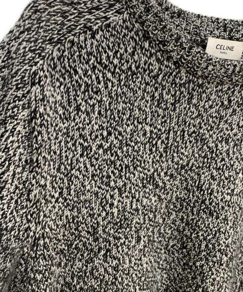 CELINE（セリーヌ）CELINE (セリーヌ) 20AW クルーネックセーター/シームレス カシミヤ グレー×ブラック サイズ:Mの古着・服飾アイテム