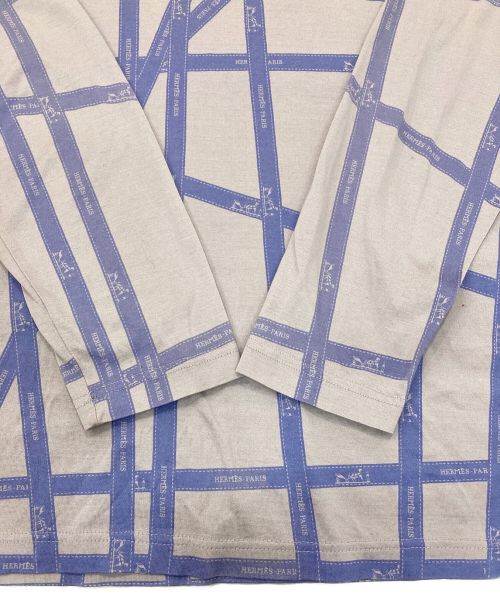 HERMES（エルメス）HERMES (エルメス) [OLD]ボルデュック柄タートルネックカットソー ラベンダー サイズ:Мの古着・服飾アイテム