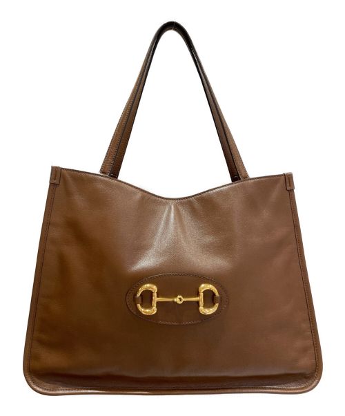 GUCCI（グッチ）GUCCI (グッチ) ホースビットトートバッグ ブラウン サイズ:-の古着・服飾アイテム