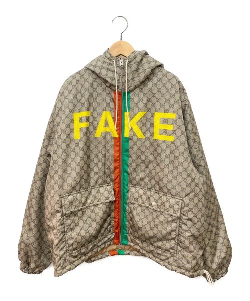 GUCCI（グッチ）GUCCI (グッチ) Fake/Not Print GG Nylon Jacket ベージュ サイズ:50の古着・服飾アイテム