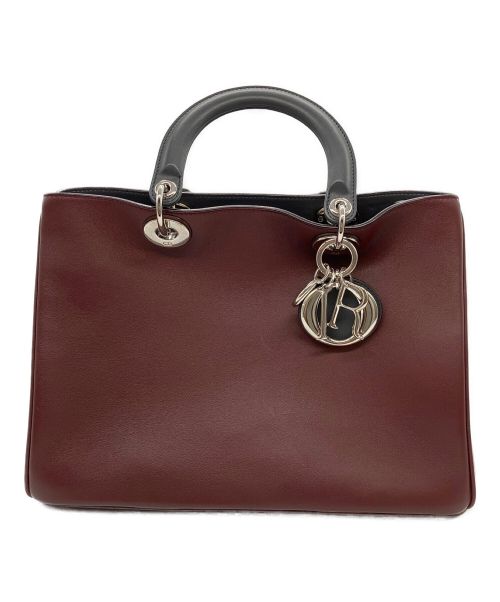 Christian Dior（クリスチャン ディオール）Christian Dior (クリスチャン ディオール) DIORISSIMOバイカラー2WAYバッグ ボルドー×ピンクの古着・服飾アイテム