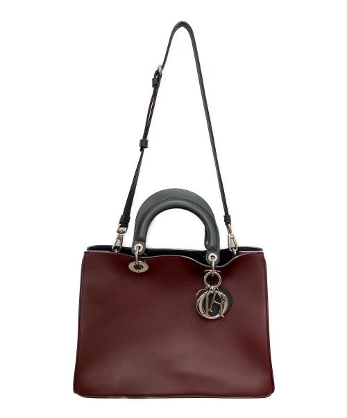 Christian Dior（クリスチャン ディオール）Christian Dior (クリスチャン ディオール) DIORISSIMOバイカラー2WAYバッグ ボルドー×ピンクの古着・服飾アイテム