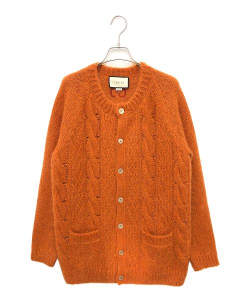 GUCCI（グッチ）GUCCI (グッチ) ラウンドカラーウールモヘヤカーディガン オレンジ サイズ:Lの古着・服飾アイテム