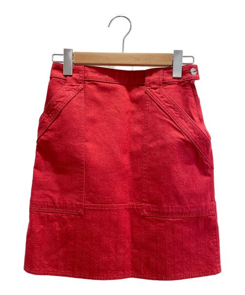 HERMES（エルメス）HERMES (エルメス) デニムミニスカート レッド サイズ:34の古着・服飾アイテム