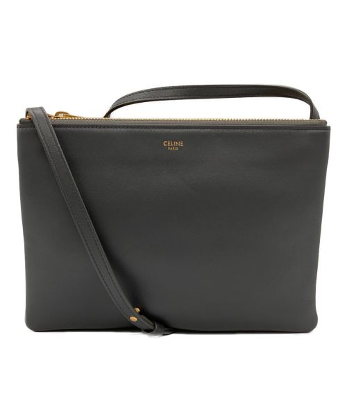 CELINE（セリーヌ）CELINE (セリーヌ) トリオラージレザーショルダーバッグ グレーの古着・服飾アイテム