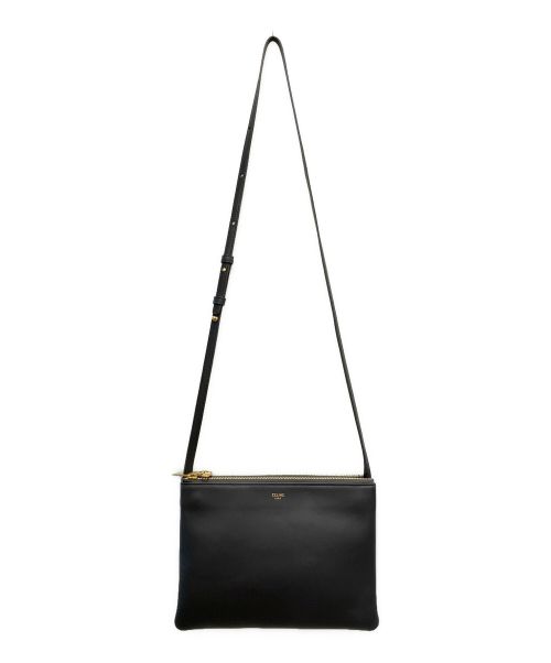 CELINE（セリーヌ）CELINE (セリーヌ) トリオラージレザーショルダーバッグ グレーの古着・服飾アイテム