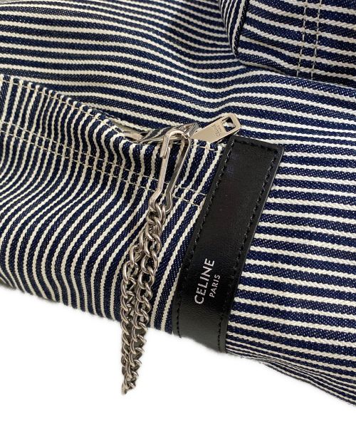 CELINE（セリーヌ）CELINE (セリーヌ) ヒッコリーデニムバックパック ライトグレー×ネイビーの古着・服飾アイテム