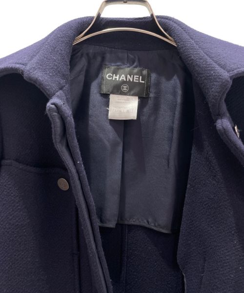 CHANEL（シャネル）CHANEL (シャネル) ウールロングコート ネイビー サイズ:36の古着・服飾アイテム