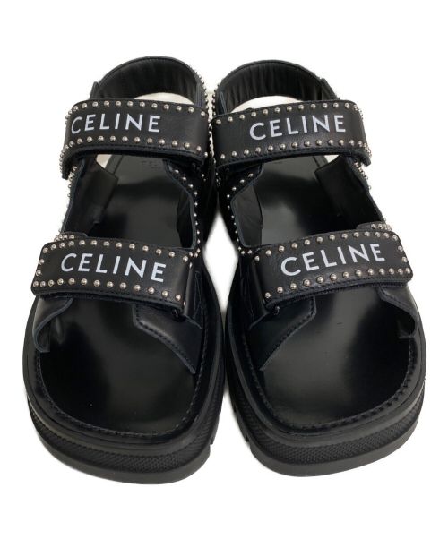 CELINE（セリーヌ）CELINE (セリーヌ) スタッズ付レオベルクロサンダル ブラック サイズ:42の古着・服飾アイテム