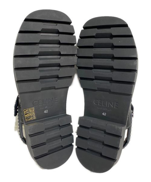 CELINE（セリーヌ）CELINE (セリーヌ) スタッズ付レオベルクロサンダル ブラック サイズ:42の古着・服飾アイテム