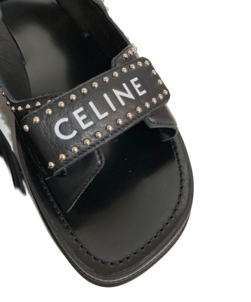CELINE（セリーヌ）CELINE (セリーヌ) スタッズ付レオベルクロサンダル ブラック サイズ:42の古着・服飾アイテム