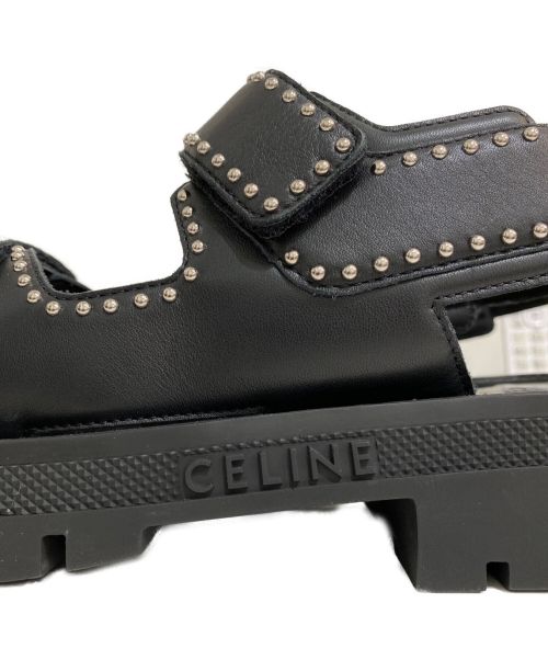 CELINE（セリーヌ）CELINE (セリーヌ) スタッズ付レオベルクロサンダル ブラック サイズ:42の古着・服飾アイテム